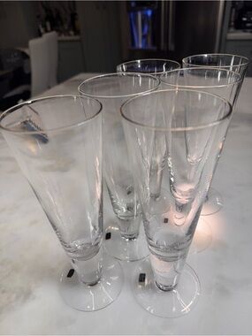 Set of 6 Boda Sweden Crystal Pilsner Beer Glasses 8 oz Scandinavian Stemware